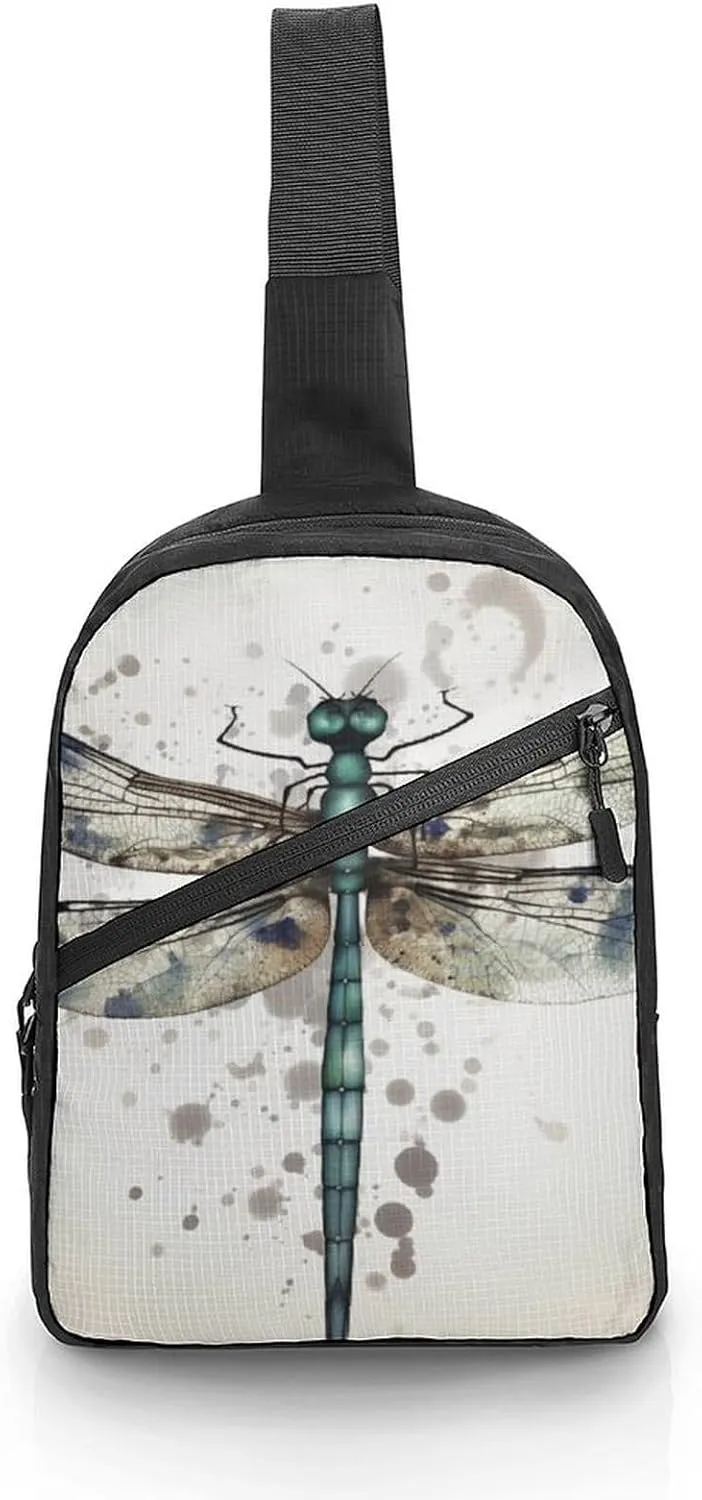 Sling Bag for Women Men Daypack Modern Dragonfly Chest Bag Crossbody Backpack for Hiking Travel