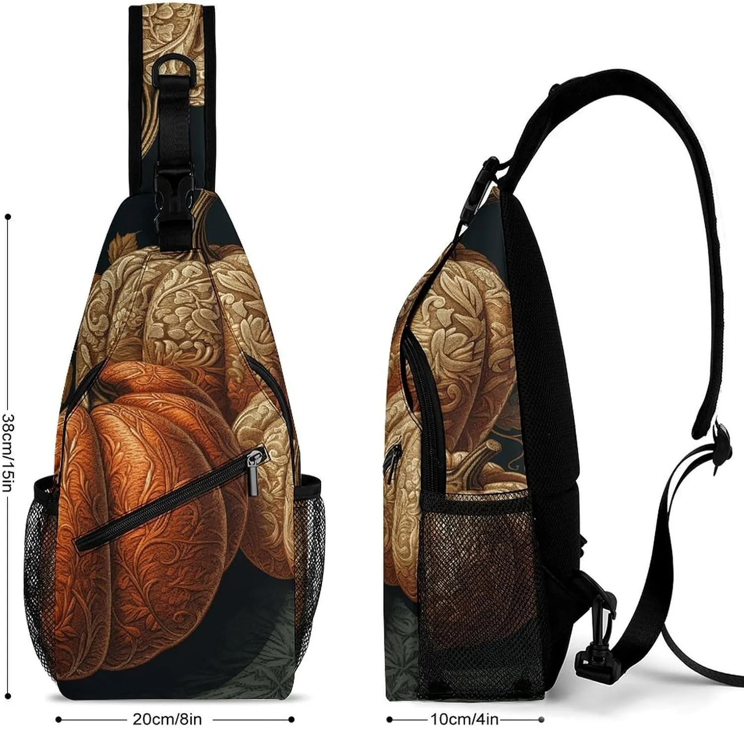 Sling Bag for Women Men Daypack Pumpkin Pattern Chest Bag Crossbody Backpack for Hiking Travel