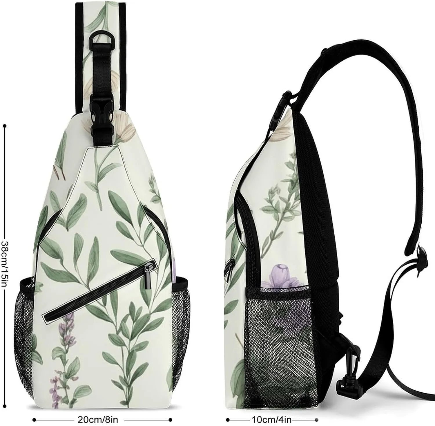 Sling Bag for Women Men Green Leaves And Branches Travel Hiking Backpack Crossbody Shoulder Chest Bags Casual Daypack