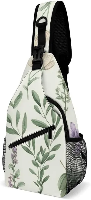 Sling Bag for Women Men Green Leaves And Branches Travel Hiking Backpack Crossbody Shoulder Chest Bags Casual Daypack