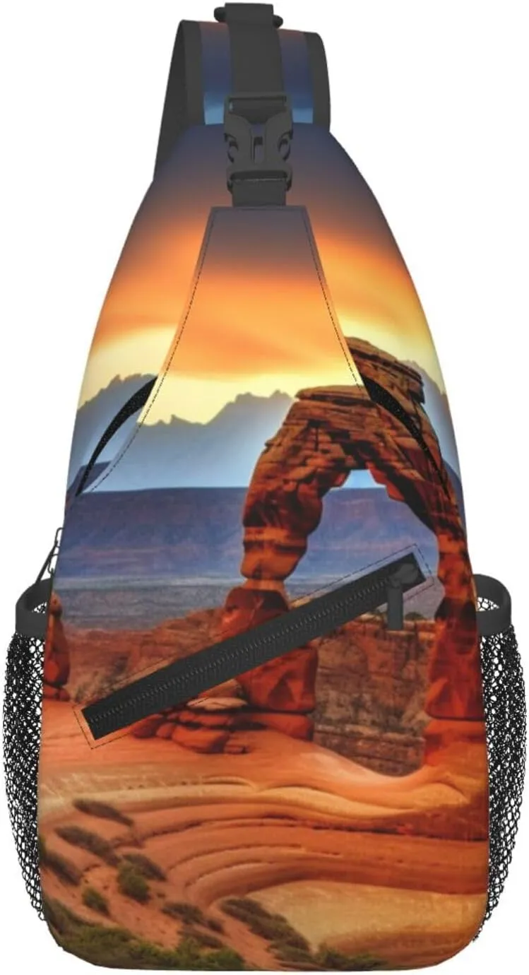 Sling Bag For Women Men Lightweight Waterproof Crossbody Shoulder Backpack Arches National Park Chest Bags Travel Hiking Casual Daypack