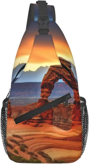 Sling Bag For Women Men Lightweight Waterproof Crossbody Shoulder Backpack Arches National Park Chest Bags Travel Hiking Casual Daypack