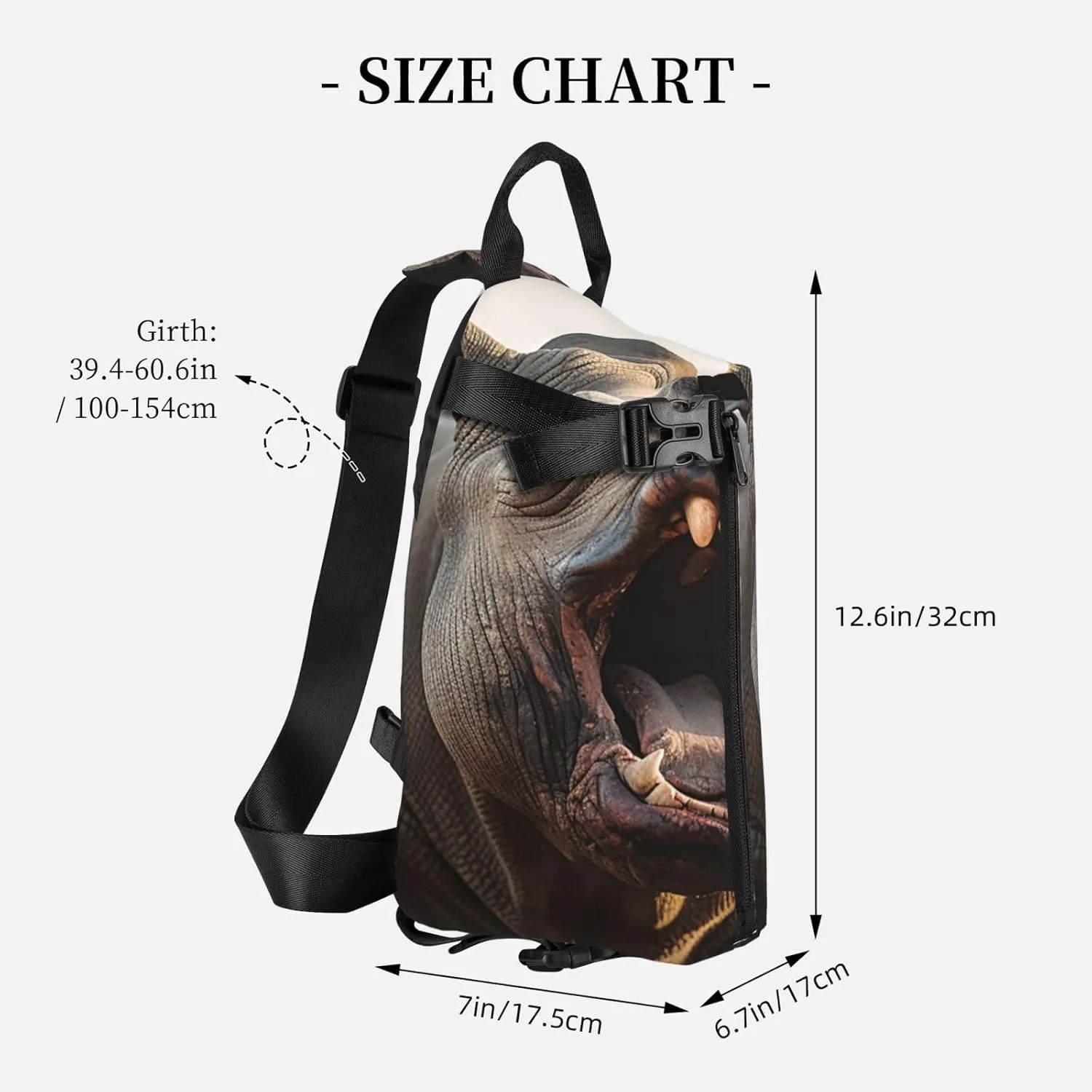 Sling Bag for Women Men Shoulder Bag Window Flower Chest Bag Travel Fanny Pack Lightweight Casual Daypack, Wild Animals Open the Mouth, One Size