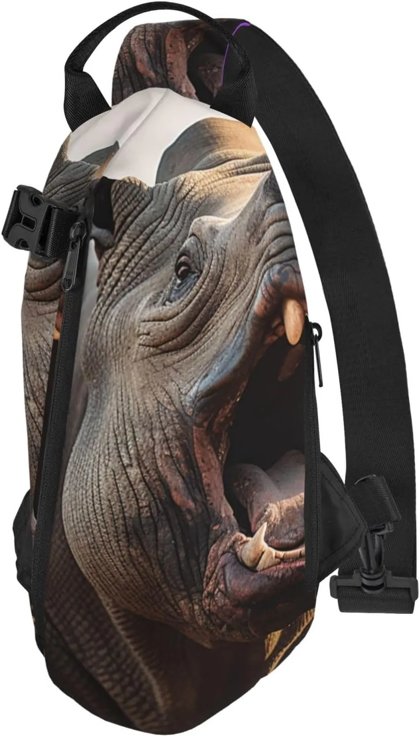 Sling Bag for Women Men Shoulder Bag Window Flower Chest Bag Travel Fanny Pack Lightweight Casual Daypack, Wild Animals Open the Mouth, One Size