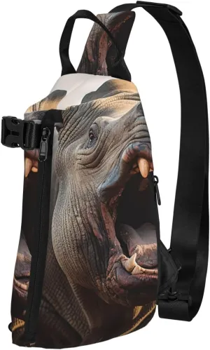 Sling Bag for Women Men Shoulder Bag Window Flower Chest Bag Travel Fanny Pack Lightweight Casual Daypack, Wild Animals Open the Mouth, One Size