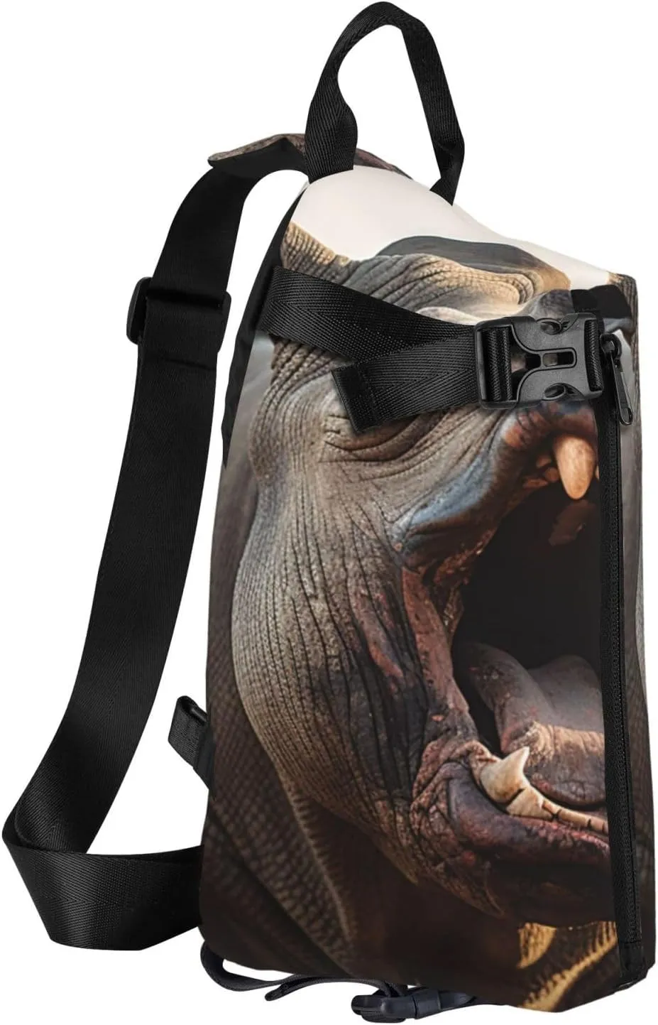 Sling Bag for Women Men Shoulder Bag Window Flower Chest Bag Travel Fanny Pack Lightweight Casual Daypack, Wild Animals Open the Mouth, One Size