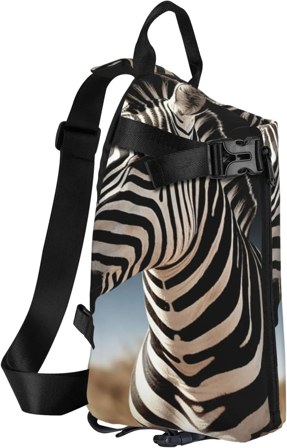 Sling Bag for Women Men Shoulder Bag Window Flower Chest Bag Travel Fanny Pack Lightweight Casual Daypack, Wild Animals Zebra, One Size
