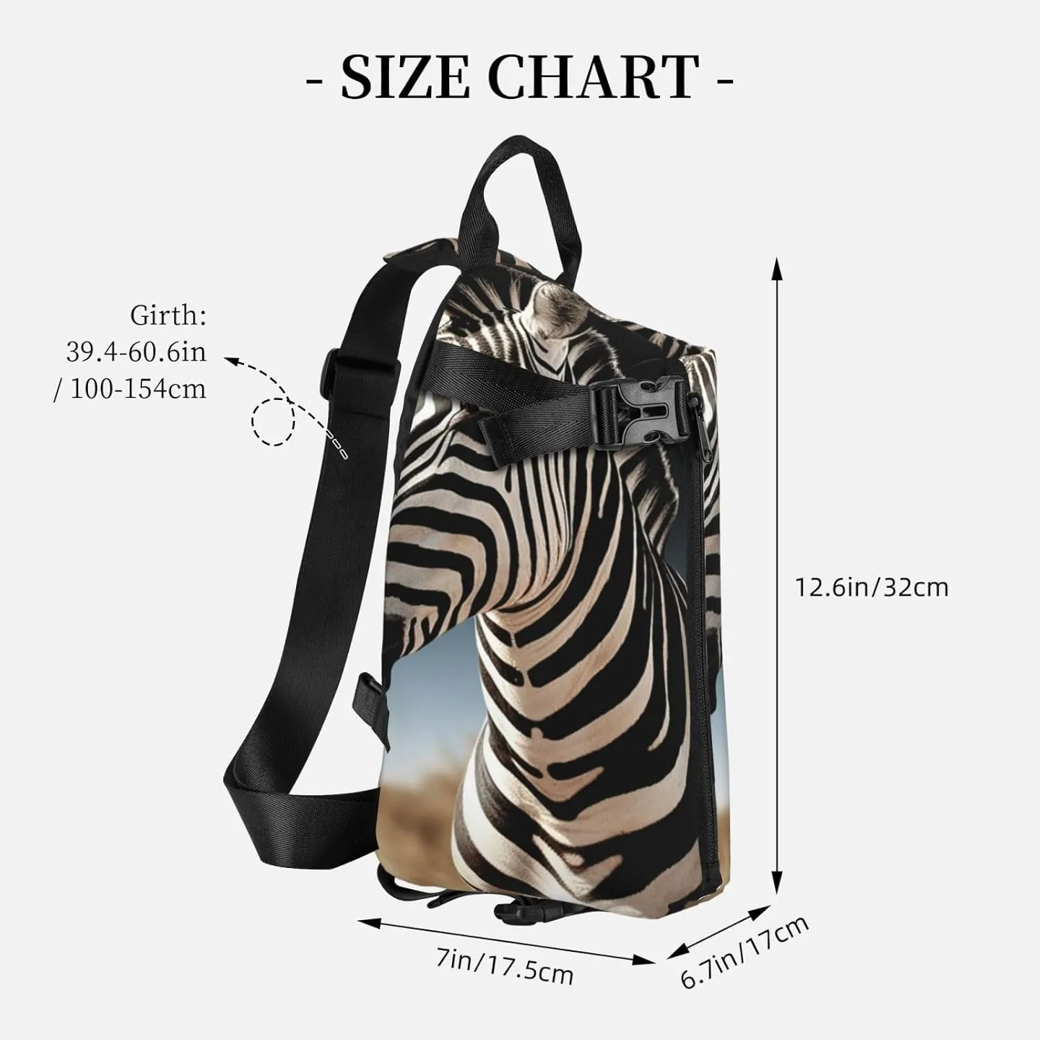 Sling Bag for Women Men Shoulder Bag Window Flower Chest Bag Travel Fanny Pack Lightweight Casual Daypack, Wild Animals Zebra, One Size