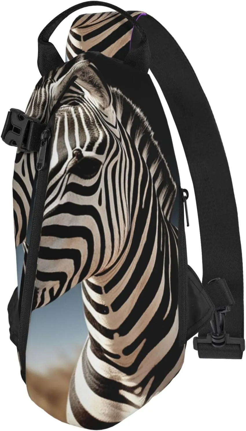 Sling Bag for Women Men Shoulder Bag Window Flower Chest Bag Travel Fanny Pack Lightweight Casual Daypack, Wild Animals Zebra, One Size