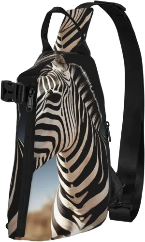 Sling Bag for Women Men Shoulder Bag Window Flower Chest Bag Travel Fanny Pack Lightweight Casual Daypack, Wild Animals Zebra, One Size