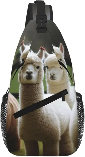 Sling Bag For Women Men Travel Hiking Backpack Crossbody Shoulder Chest Bags Alpaca Family Casual Daypack