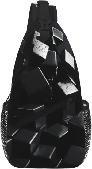 Sling Bag For Women Men Travel Hiking Backpack Crossbody Shoulder Chest Bags Black Cubes Casual Daypack