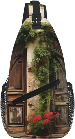 Sling Bag For Women Men Travel Hiking Backpack Crossbody Shoulder Chest Bags Doors Of Old House Casual Daypack