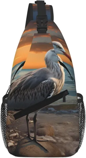 Sling Bag For Women Men Travel Hiking Backpack Crossbody Shoulder Chest Bags Seagull Casual Daypack