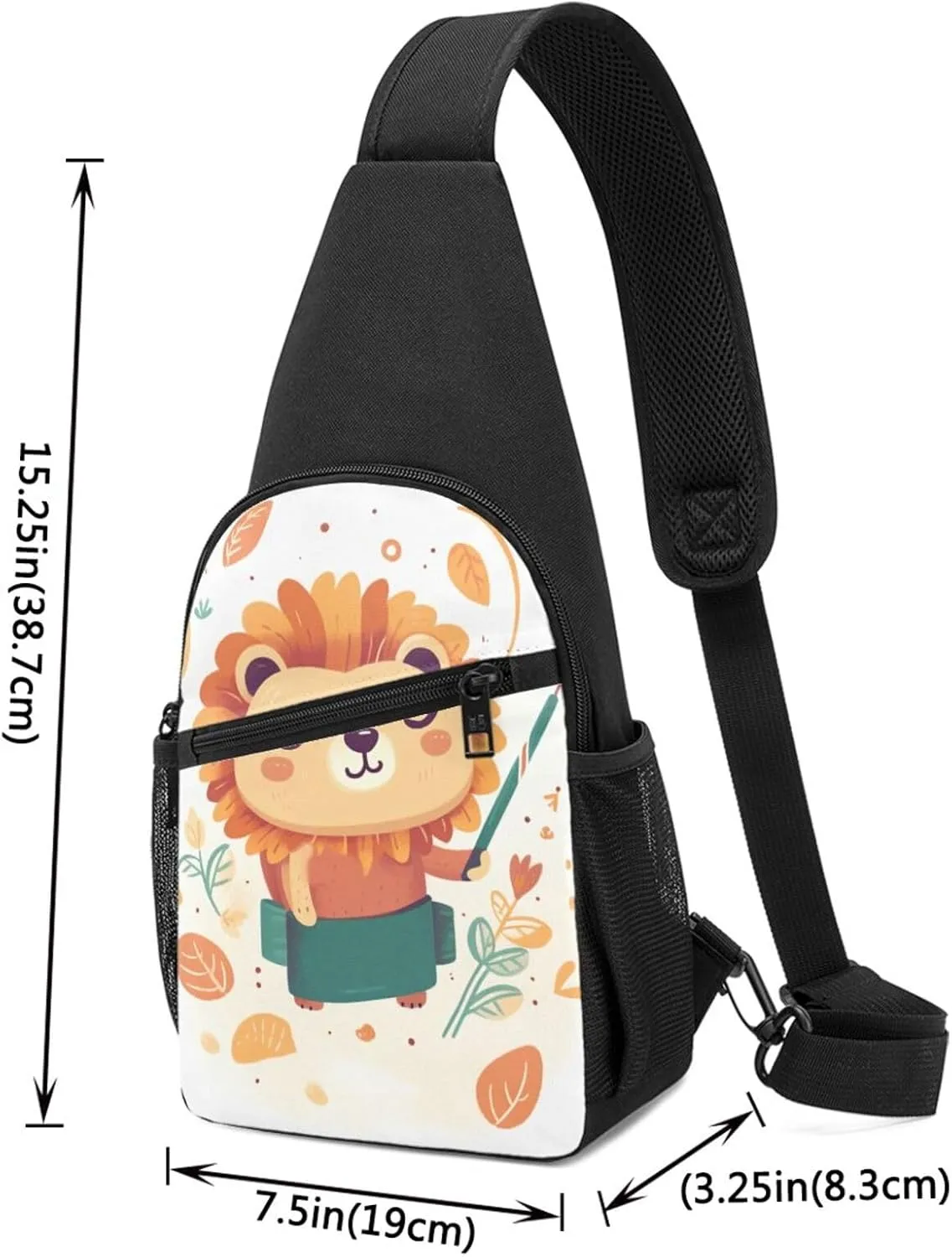 Sling bag for Women Men Trendy Sling Bakpack Casual Chest Bag Lion Holding Something Fanny Pack for Travel Hiking