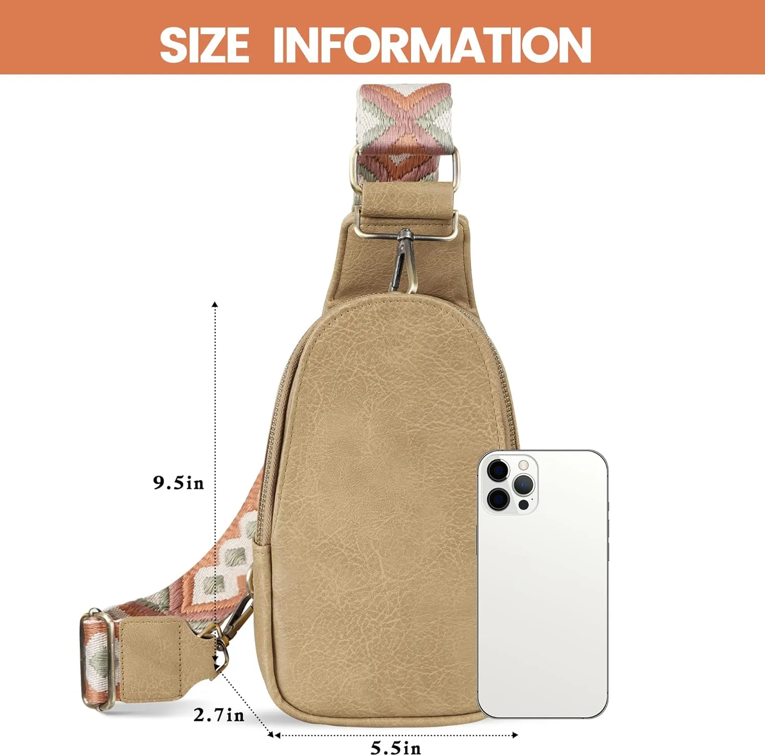 Sling Bag for Women PU Leather Sling Bag Small Crossbody Sling Backpack Multipurpose Chest Bag for Women Cycling