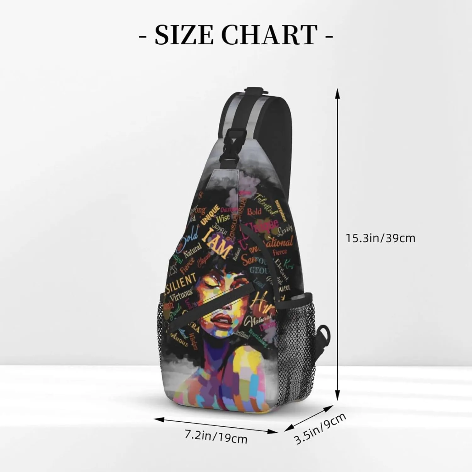 Sling bag for women Sling Backpack Travel Hiking Daypack for Men Shoulder Bag for Casual Sport Climbing Runners African American Black Girl (Glasses case included
