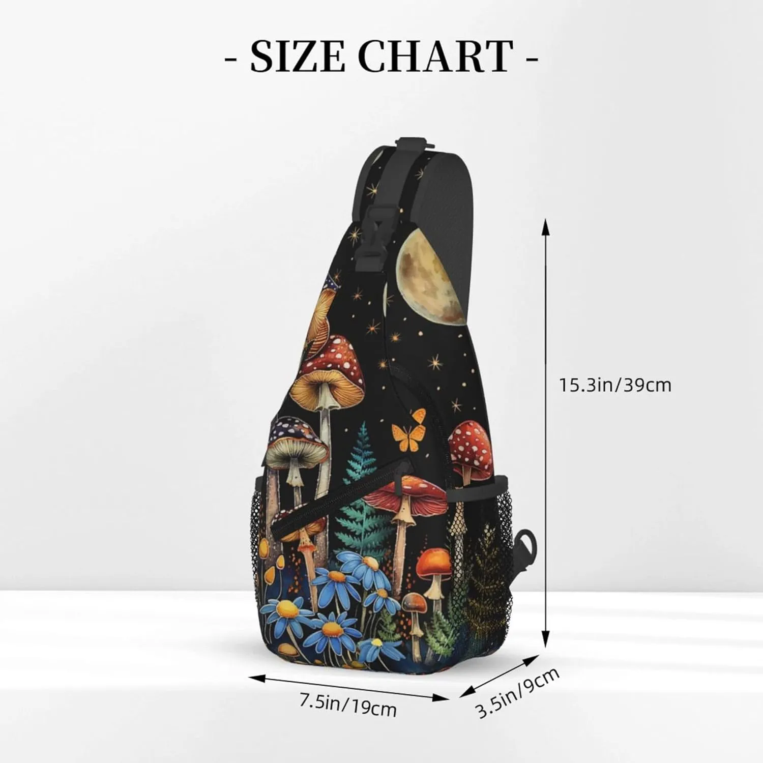 Sling Bag Mushroom Print Crossbody Chest Backpack for Men and Women Lightweight Travel Hiking Gym Daypack Shoulder Bag for Cycling