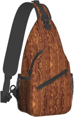 Sling Bag Woodgrain Bark Sling Backpack Crossbody Chest Bag Daypack For Hiking Travel
