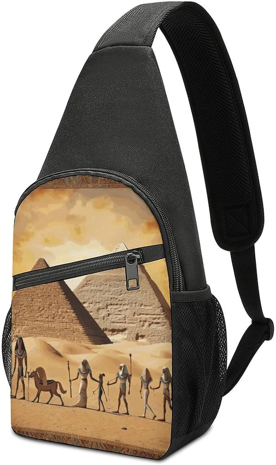 Sling Bags Ancient Egypt Chest Bag for Men Women Shoulder Bag for Travel Sport Chest Pack