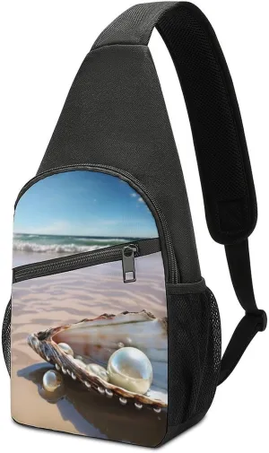 Sling Bags Beach Mussel Pearl Chest Bag for Men Women Shoulder Bag for Travel Sport Chest Pack