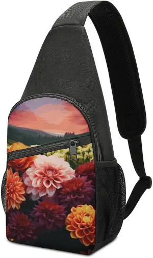 Sling Bags Beautiful Colorful Flowers Chest Bag for Men Women Shoulder Bag for Travel Sport Chest Pack