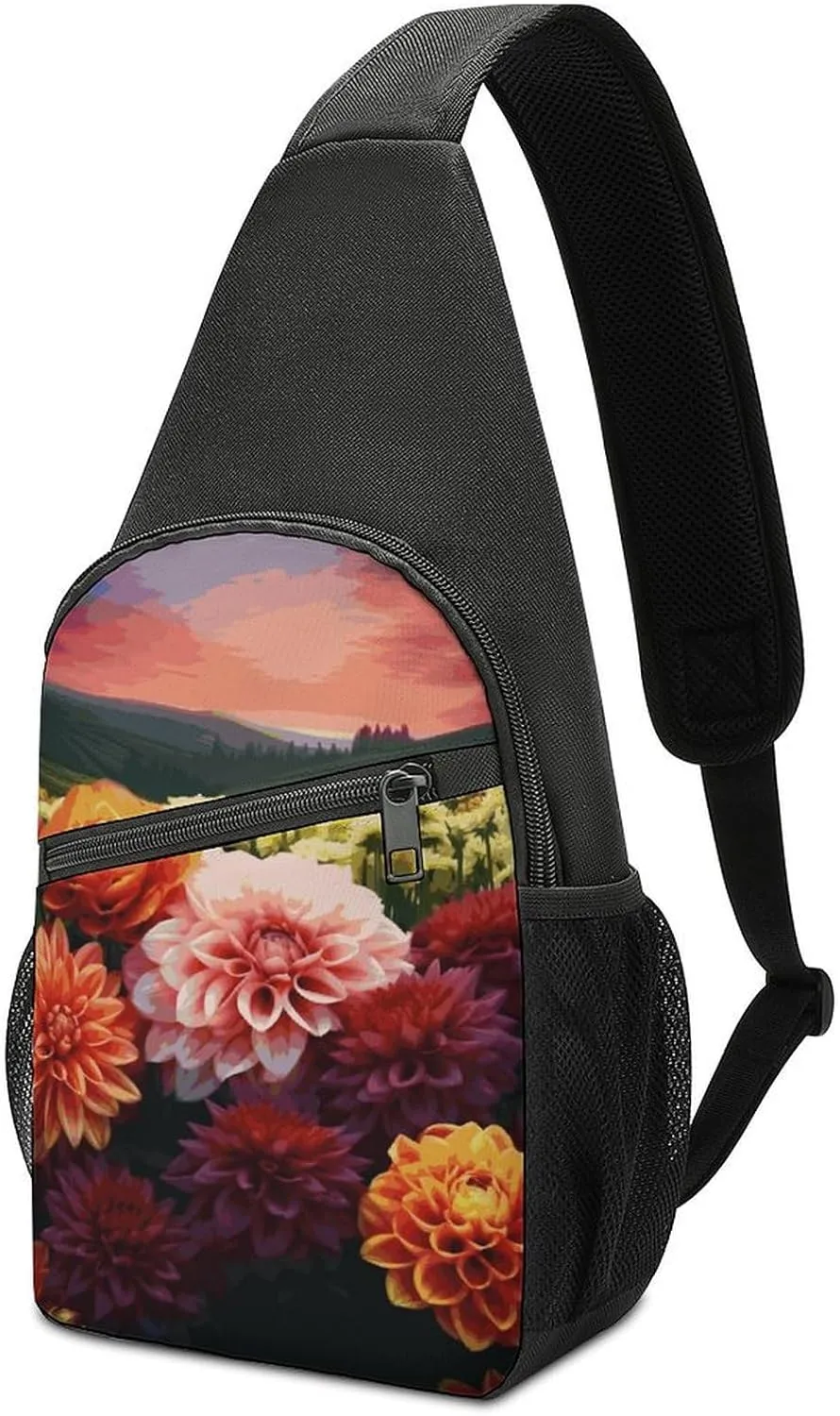 Sling Bags Beautiful Colorful Flowers Chest Bag for Men Women Shoulder Bag for Travel Sport Chest Pack