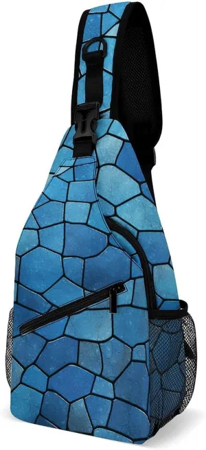 Sling Bags Blue Tile Pattern Crossbody Bag for Women Men Cross Body Bag for Travel Hiking Shopping