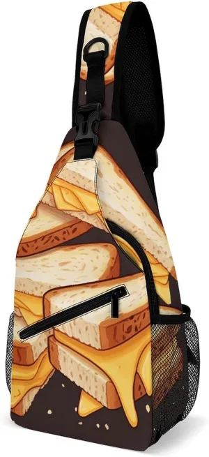 Sling Bags Cheese Sandwiches Crossbody Bag for Women Men Cross Body Bag for Travel Hiking Shopping