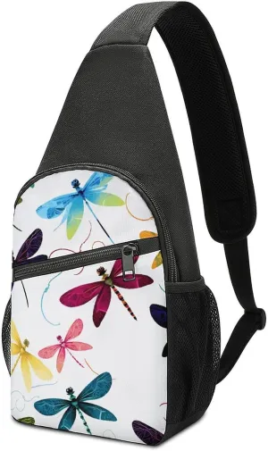 Sling Bags Colorful Dragonfly Crossbody Bag for Women Men Cross Body Bag for Travel Hiking Shopping