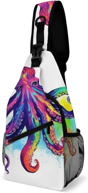 Sling Bags Colorful Octopus Crossbody Bag for Women Men Cross Body Bag for Travel Hiking Shopping