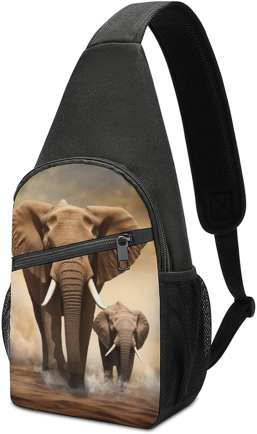 Sling Bags Elephant Crossbody Bag for Women Men Cross Body Bag for Travel Hiking Shopping