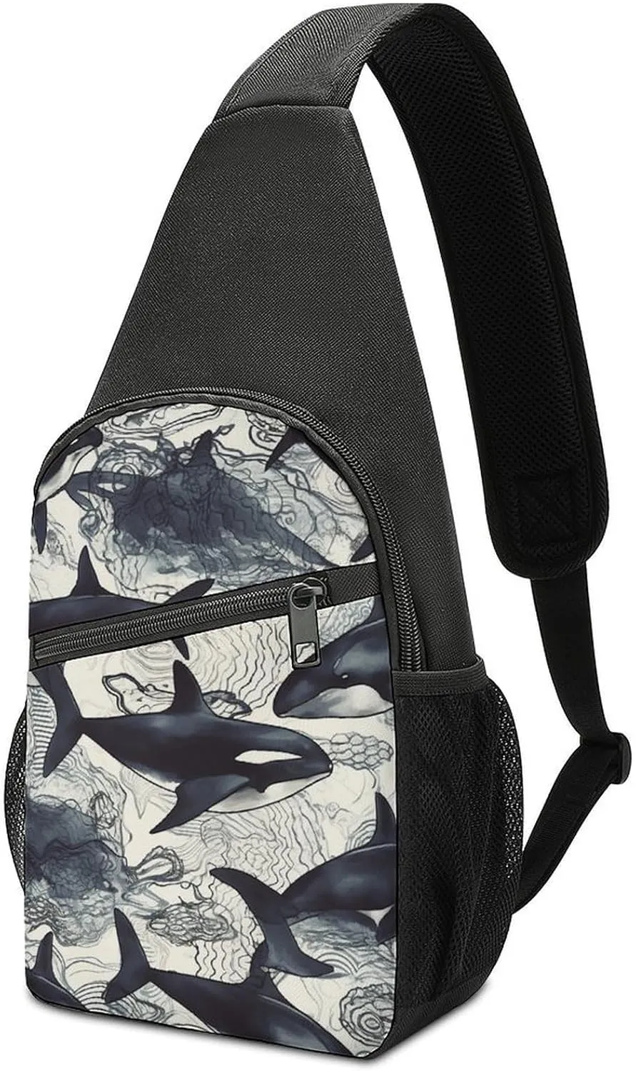 Sling Bags Killer Whale Crossbody Bag for Women Men Cross Body Bag for Travel Hiking Shopping