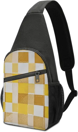 Sling Bags White And Yellow Crossbody Bag for Women Men Cross Body Bag for Travel Hiking Shopping