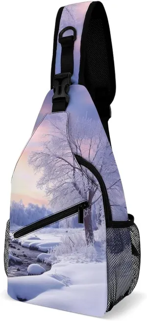 Sling Bags Winter Landscape Crossbody Bag for Women Men Cross Body Bag for Travel Hiking Shopping