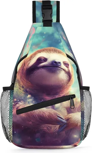 Sloth Fog Floating Sling Backpack for Women Men Waterproof Antitheft Chest Bag Lightweight Travel Crossbody Shoulder Bag for Shopping Outdoor Leisure Sports Mountaineering Riding
