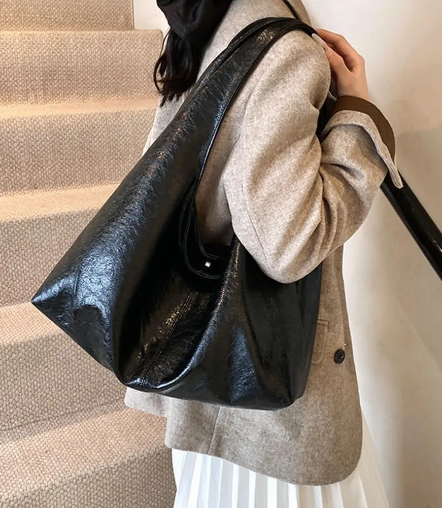 Slouchy Hobo Bag for Women Soft Vegan Leather Shoulder Handbag with Top Handle Shoulder Purse with Zipper Clutch Purse