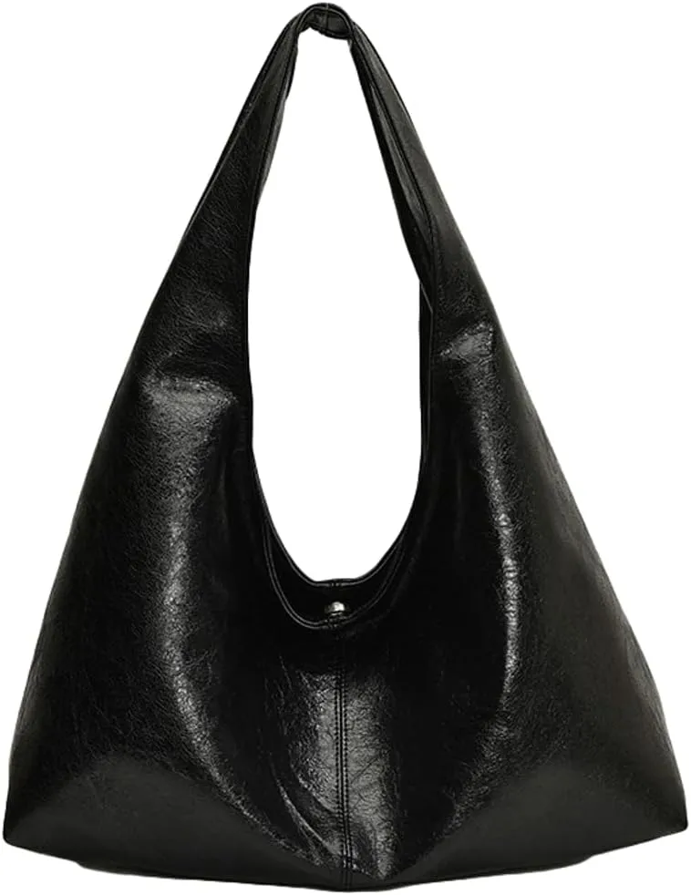 Slouchy Hobo Bag for Women Soft Vegan Leather Shoulder Handbag with Top Handle Shoulder Purse with Zipper Clutch Purse