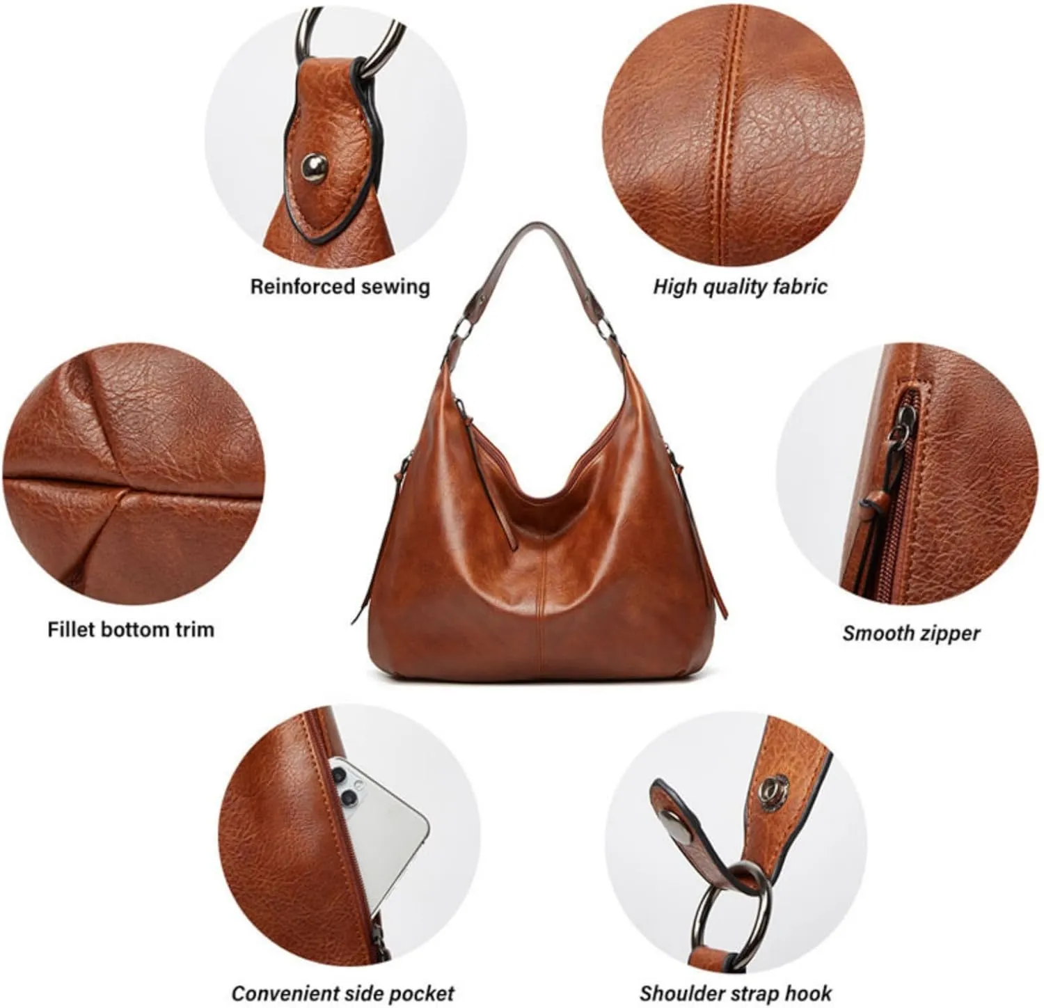Slouchy Hobo Bags for Women Soft Vegan Leather Designer Shoulder Purses Ladies Top Handle Handbag Slouchy Tote Bag