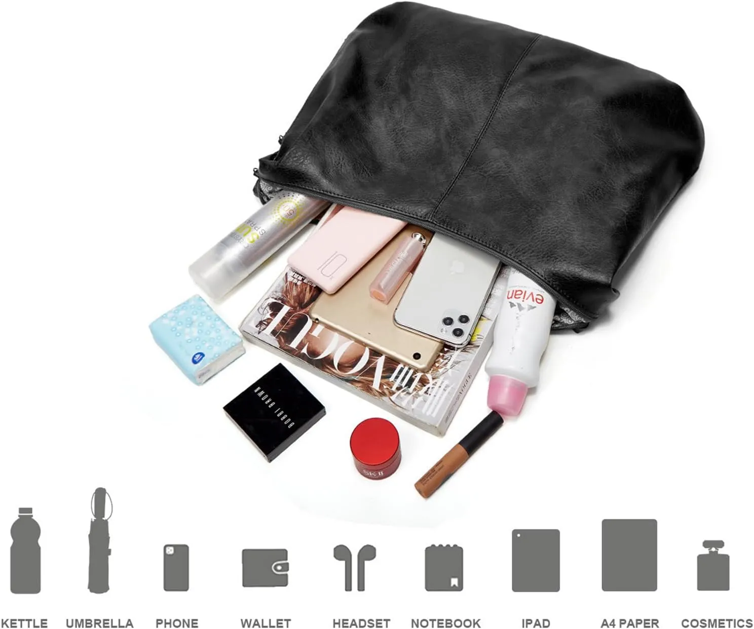 Slouchy Hobo Bags for Women Soft Vegan Leather Designer Shoulder Purses Ladies Top Handle Handbag Slouchy Tote Bag