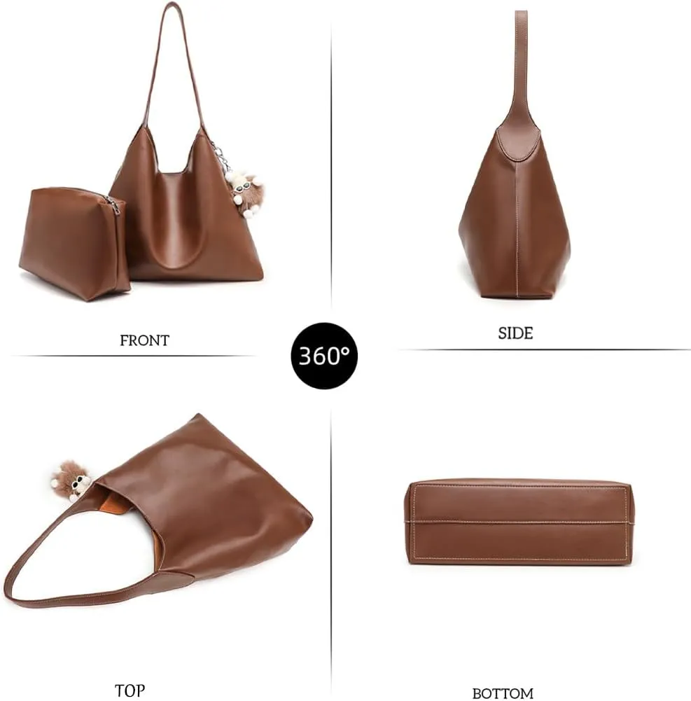 Slouchy Hobo Bags for Women Soft Vegan Leather Shoulder Handbag Large Slouchy Tote Purses for Work Travel