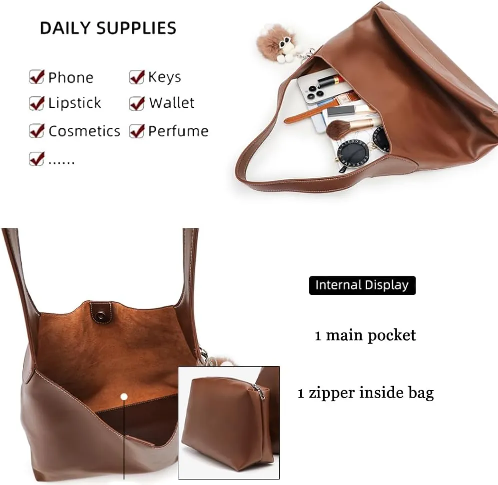 Slouchy Hobo Bags for Women Soft Vegan Leather Shoulder Handbag Large Slouchy Tote Purses for Work Travel