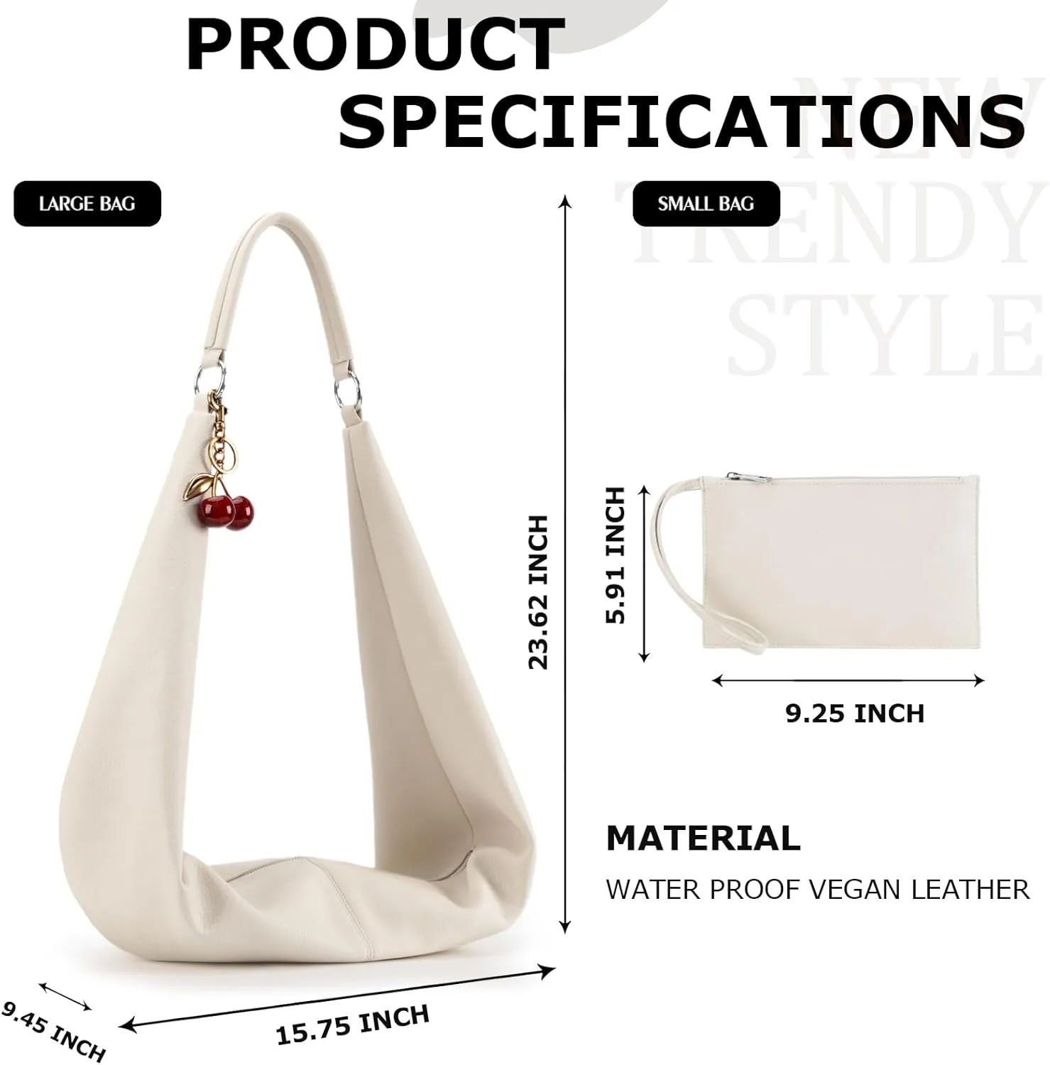 Slouchy Hobo Bags for Women Soft Vegan Leather Sling Bag Designer Shoulder Purses Top Handle Handbag with Small Purse