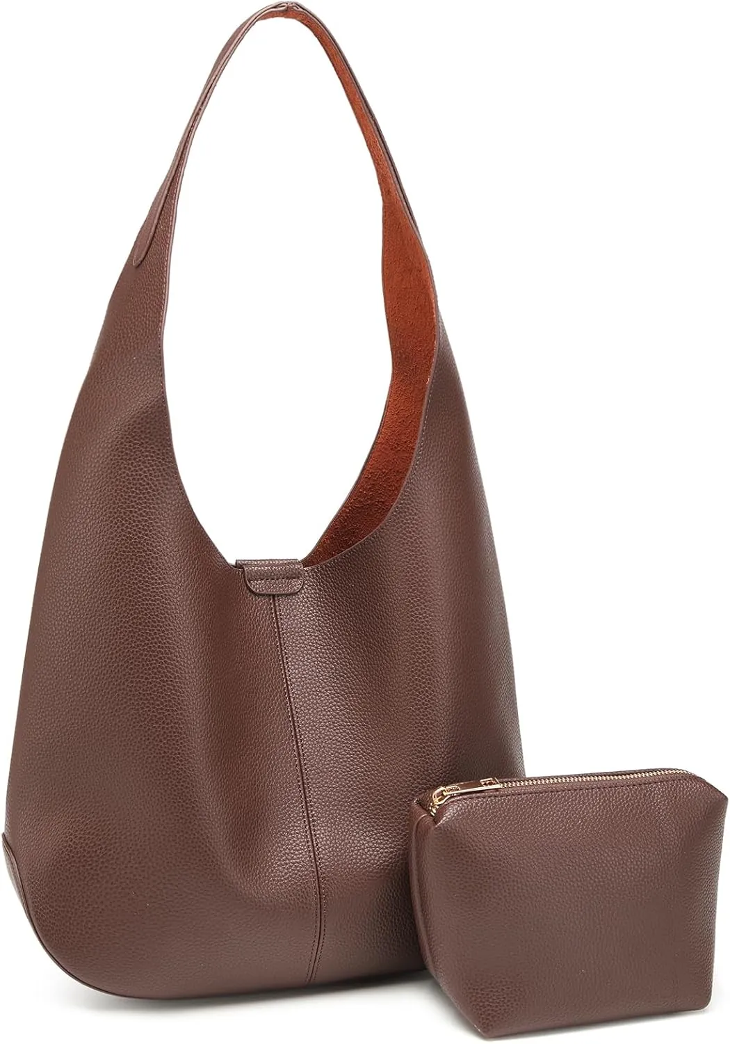 Slouchy Hobo Bags for Women Tote Bag Soft Vegan Leather Shoulder Purses 2 Pcs
