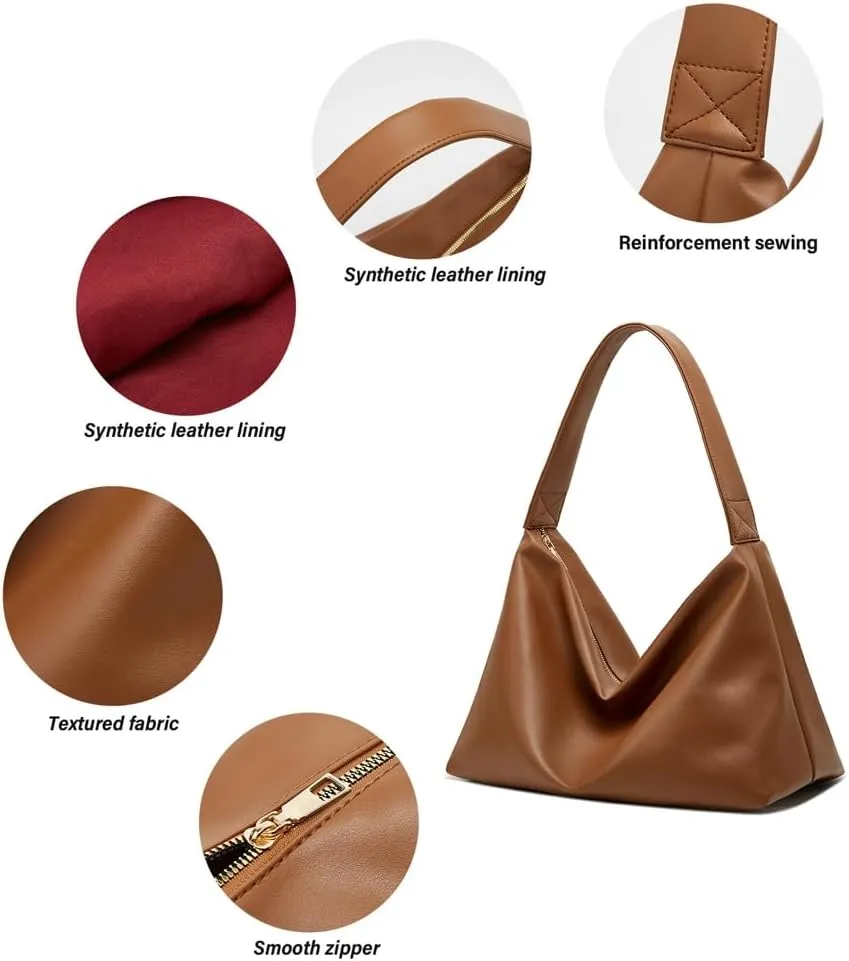 Slouchy Hobo Purses Women 2025 Trendy Spring Soft PU Leather Shoulder Bag Satchel Tote Handbags Travel Work Purse