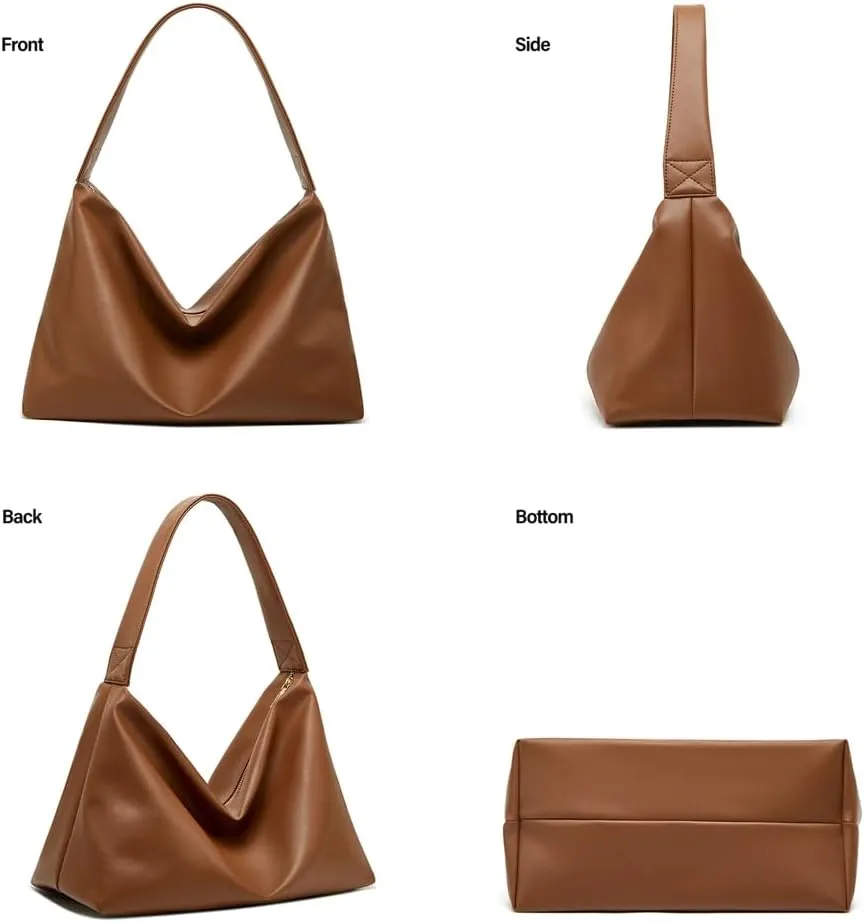 Slouchy Hobo Purses Women 2025 Trendy Spring Soft PU Leather Shoulder Bag Satchel Tote Handbags Travel Work Purse