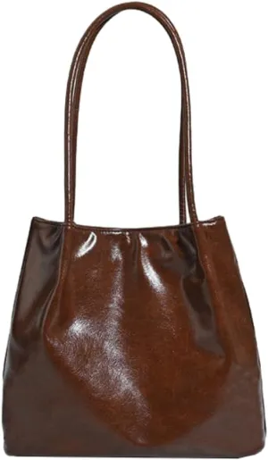 Slouchy Patent Leather Tote Bags for Women Elegant Bucket Bag for Women Office Tote Bag Purse Clutch Handbag Carryall