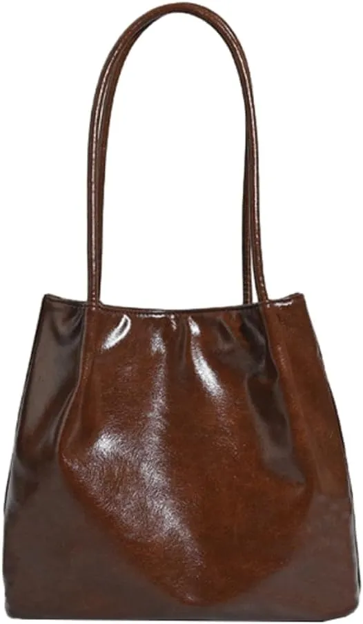 Slouchy Patent Leather Tote Bags for Women Elegant Bucket Bag for Women Office Tote Bag Purse Clutch Handbag Carryall