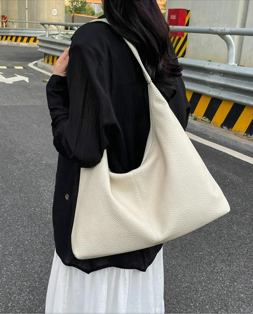Slouchy PU Leather Crescent Hobo Bags Women Crossbody Purse Trendy Shoulder Bag Top-handle Satchels Travel Tote Handbag