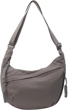 Slouchy Shoulder Bag with Multiple Zip Pockets, Retro Crescent Shoulder Bag Hobo Bag With Adjustable Shoulder Strap
